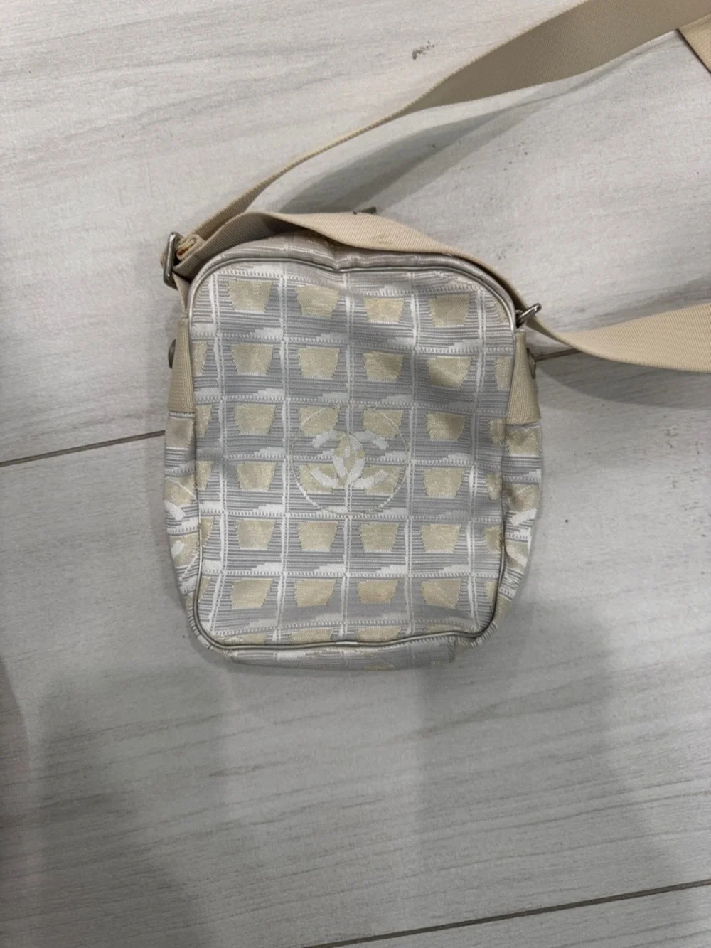 CHANEL Beige Cream Monogram Crossbody Bag
